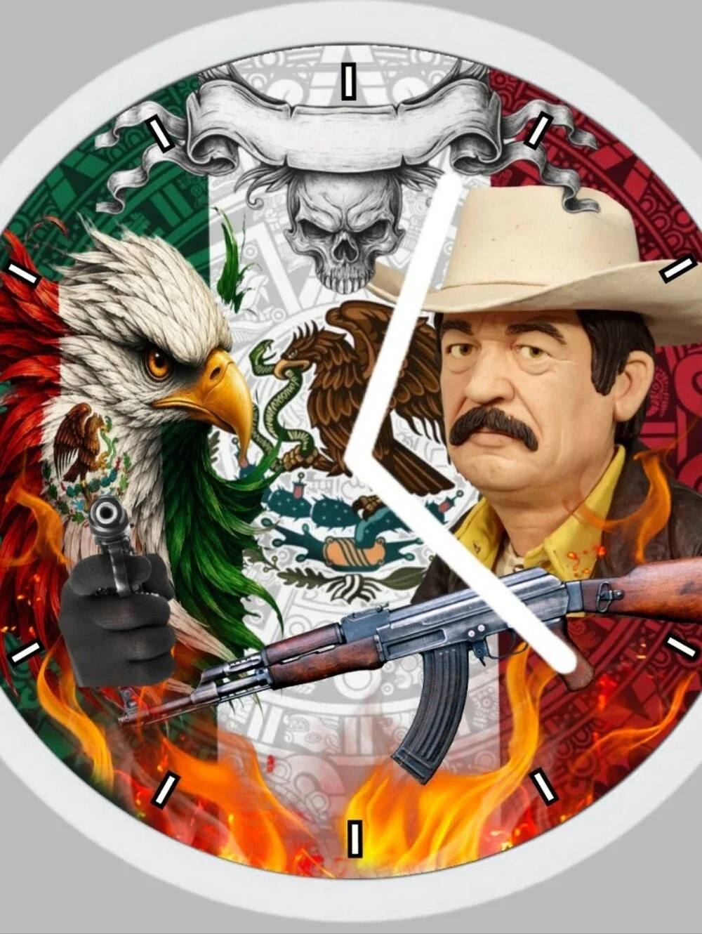 Beto Quintanilla And Eagle Wall Clock - Red Green White